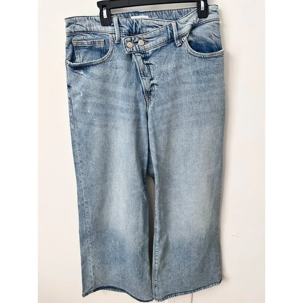 Good American Good Ease Relaxed Jean Crossover Waistband Size 10 - Picture 5 of 9